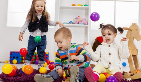 Kids playing in a preschool physical activity environment