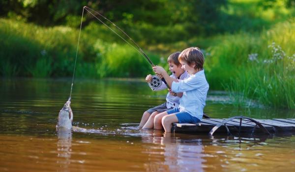 Two boys fishing