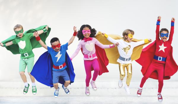 Kids dressed up as superheroes for a "non-food" reward.