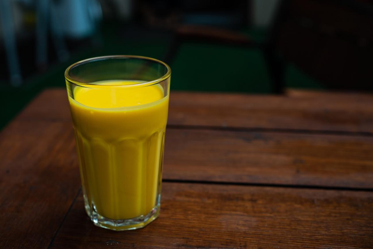 Mango lassi in a glass