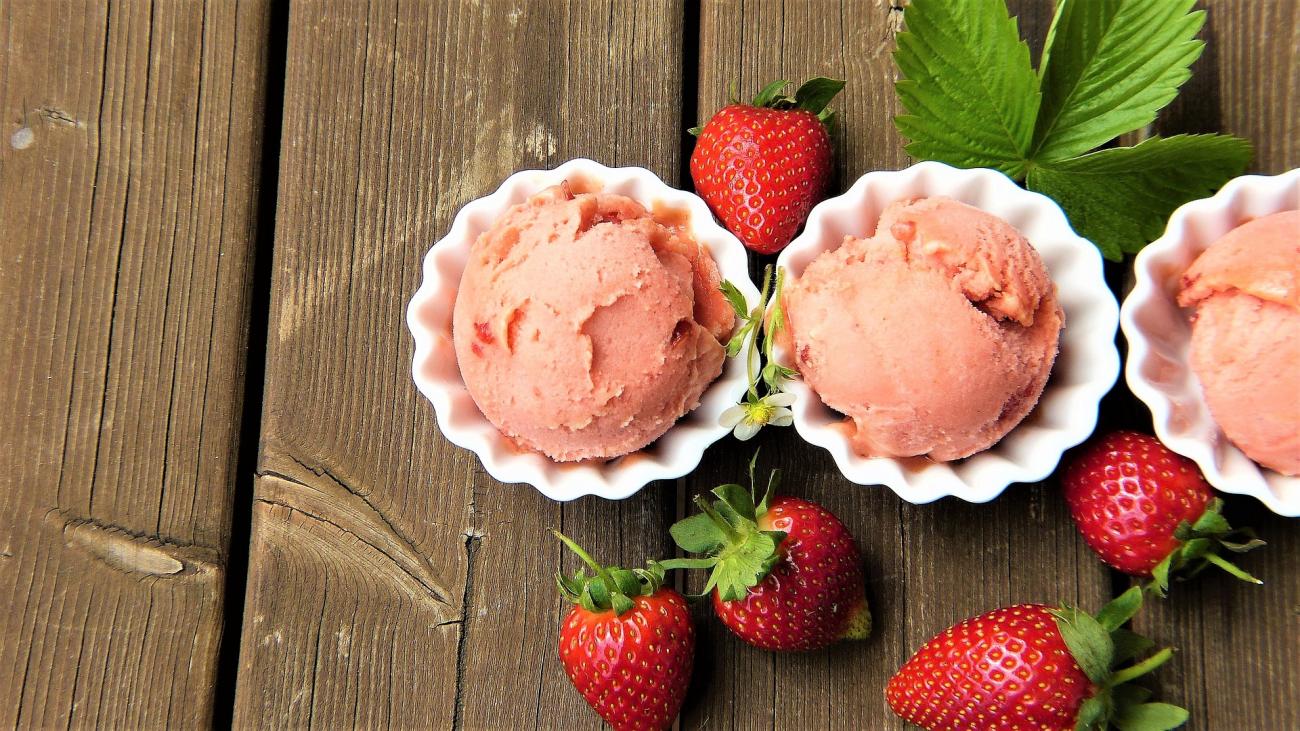 Fruit frenzy ice cream in a bowl.